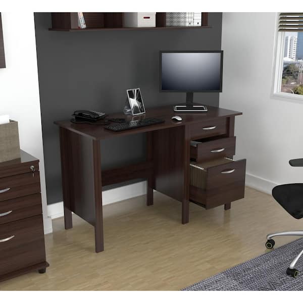 Inval 47W Computer Desk With X Frame, Smoke Oak