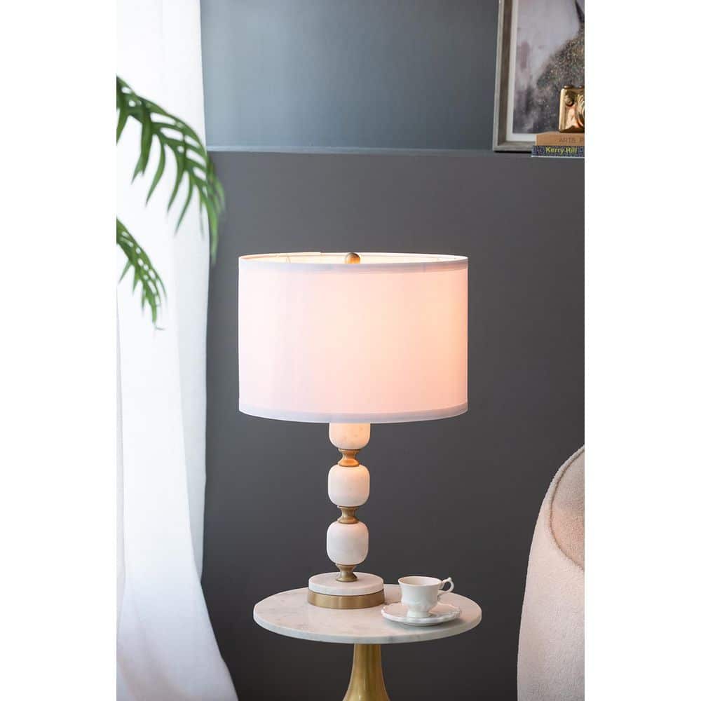 Chimer 26.5 in. Gold Transitional Marble Table Lamp For Living Room with Fabric Drum Shade price history on PriceWatchPro