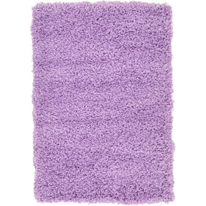 Solid Shag Lilac 2 ft. x 3 ft. Area Rug