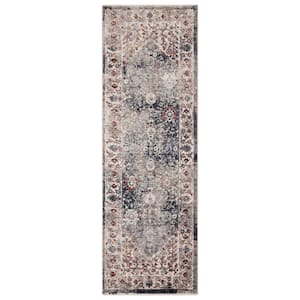 Pandora Collection Royalty Gray 2 ft. x 7 ft. Traditional Runner Rug