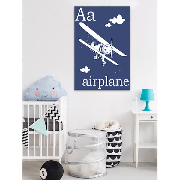Unbranded 24 in. H x 16 in. W "A for Airplane" by Karen Zukowski Printed Canvas Wall Art
