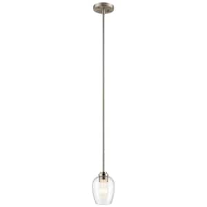 Valserrano 1-Light Brushed Nickel Traditional Standard Kitchen Goblet Mini Pendant Hanging Light with Clear Seeded Glass