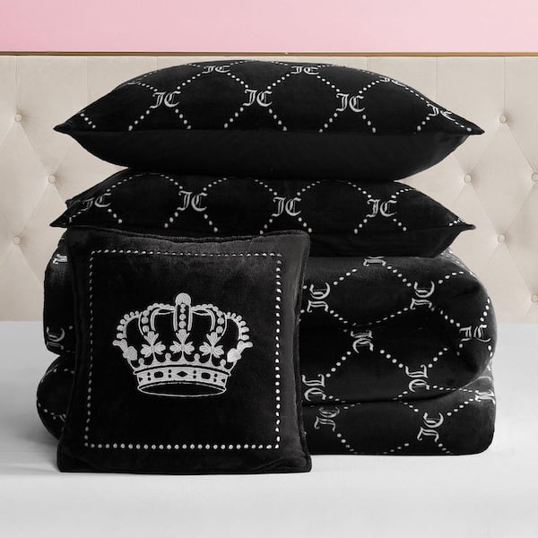 JUICY COUTURE Plush Trellis Link 4-Piece Black Geometric
