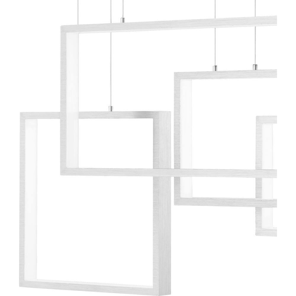 Brushed Aluminum LED Linear Chandelier with Geometric Frames