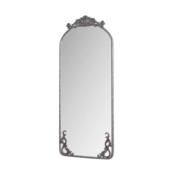 Antique Silver 24 in W x 58 in. H Mid Century Arch Iron Framed Mirror Wall Mirror Wall Decor Mirror