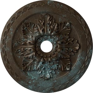 2 in. x 23-5/8 in. x 23-5/8 in. Polyurethane Bordeaux Deluxe Ceiling Medallion, Bronze Blue Patina