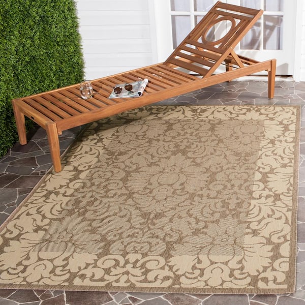 Courtyard Brown/Natural 4 ft. x 6 ft. Floral Indoor/Outdoor Patio Area Rug