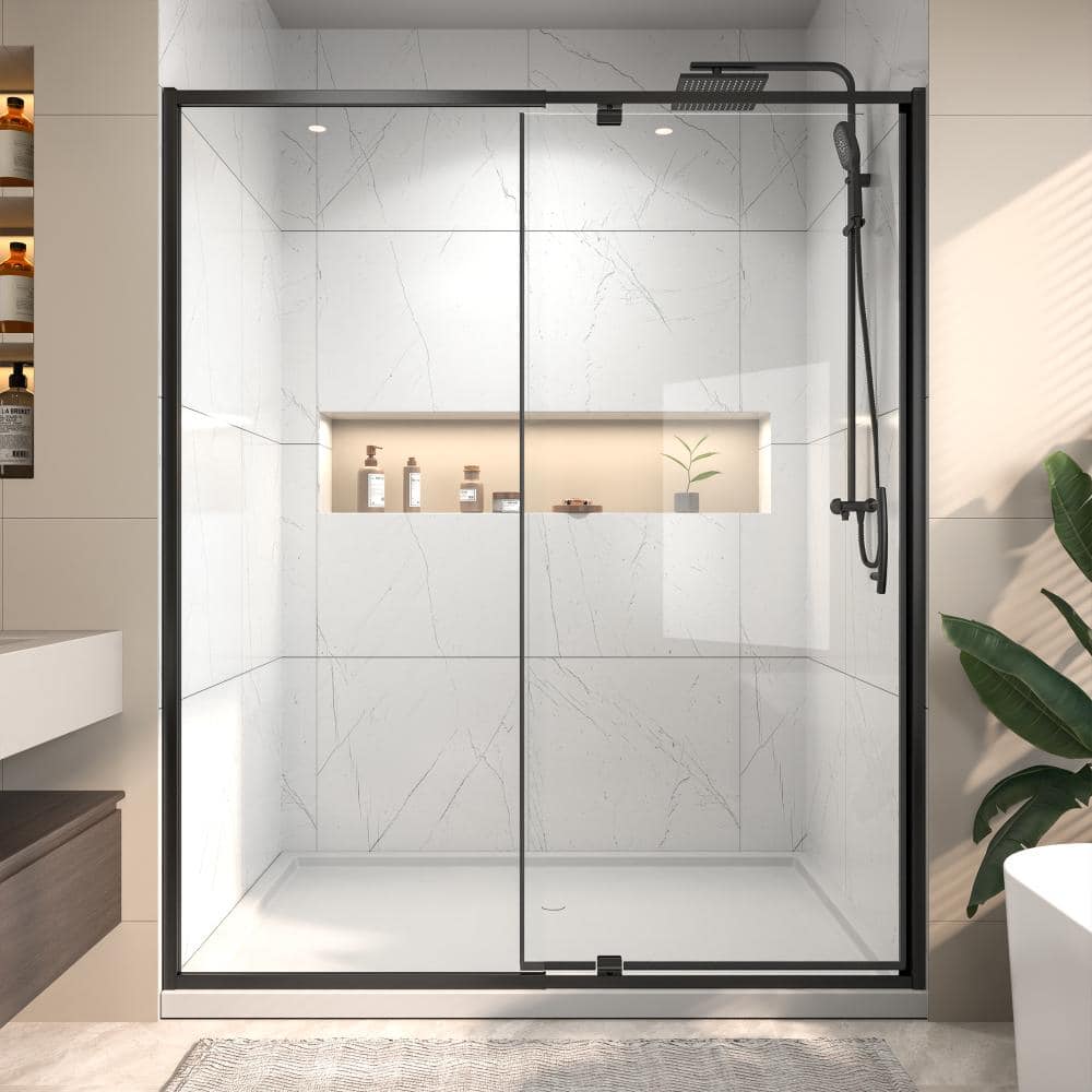 56-60 in. W x 71 in. H Pivot Framed Shower Door in Matte Black with Clear 1/4 in. SGCC Tempered Glass, Lift Pivot Hinge price history on PriceWatchPro