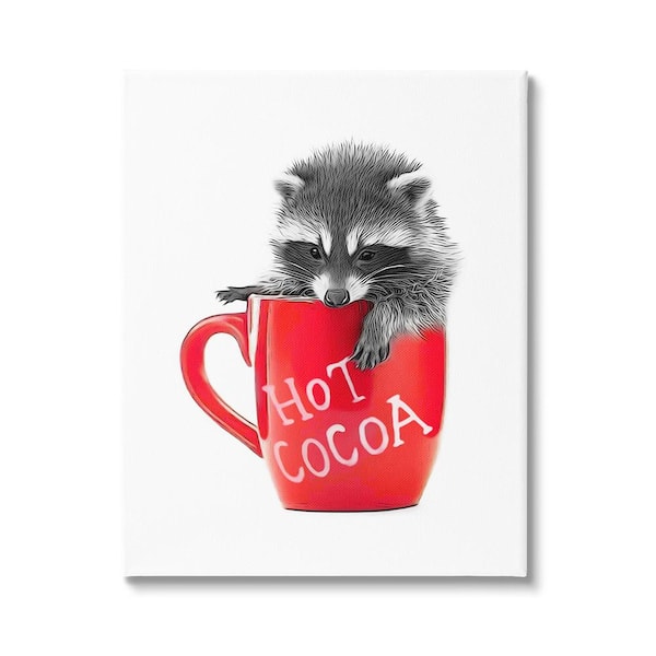 Stupell Industries Raccoon in Cocoa Mug by Annalisa Latella 1-Piece Unframed Graphic Print Animal Poster Art Print 20 in. x 16 in.