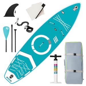 11 ft. x 34 in. Inflatable Paddle Board Surfboard, Stand Up SUP Paddle Board with Accessories for Beginners in Cyan