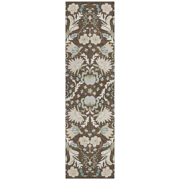 Chantille Machine Washable Indoor/Outdoor Abstract ACN3049 Chocolate 2 ft. x 7 ft. Runner Rug