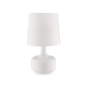 17.25 in. White Standard Light Bulb Gourd Bedside Table Lamp