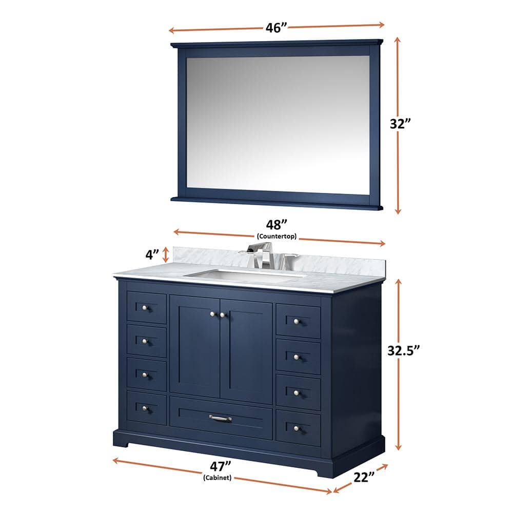 Navy Blue 48" Single Vanity with Carrara Marble Top