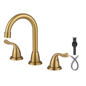 8 Inch Widespread Double Handle Bathroom Faucet 3 Hole in Gold