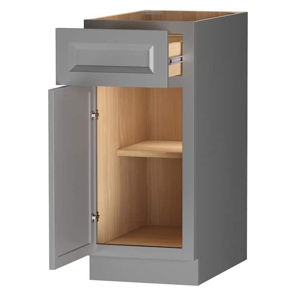 Keyport Shaker 15 in. W x 24 in. D x 34.5 in. H in Charcoal Plywood Tool-Free Ready To Assemble Base Kitchen Cabinet