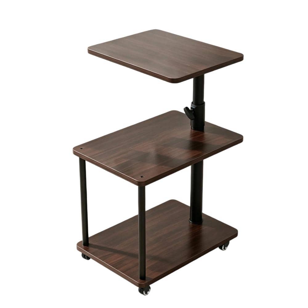 15.7 in. Swivel Side Table Adjustable Height Rolling Storage Black