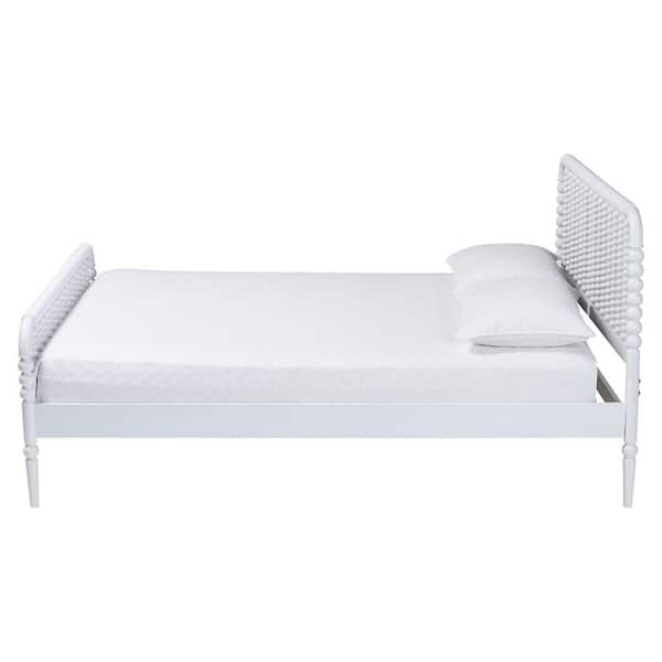 Lucera White Wood Frame Full Platform Bed