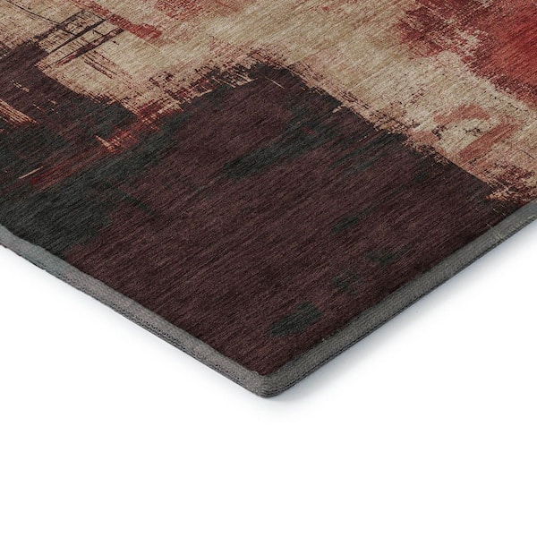 Mayfield Premium Machine Washable Abstract AMF1332 Brick 8 ft. x 10 ft. Area Rug