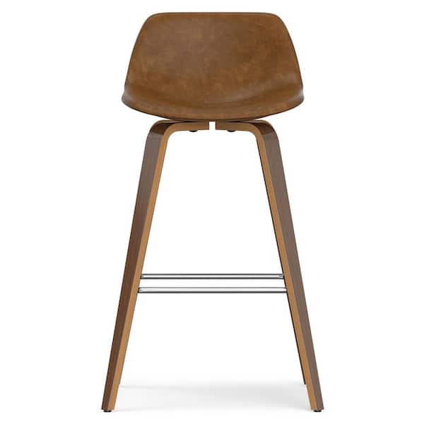 Randolph 36.6 in. H Deep Tan Mid Century Modern Bentwood Counter Height Stool (Set of 2)