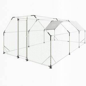 Anky 76.32 in. H x 230.64 in. W x 119.28 in. D Iron Poultry Fencing, Large Chicken Coop Poultry Cage in Silver