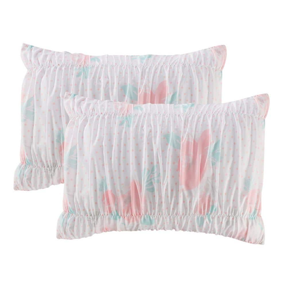 Pink Microfiber Reversible Full Comforter Set with Decorative Pillows