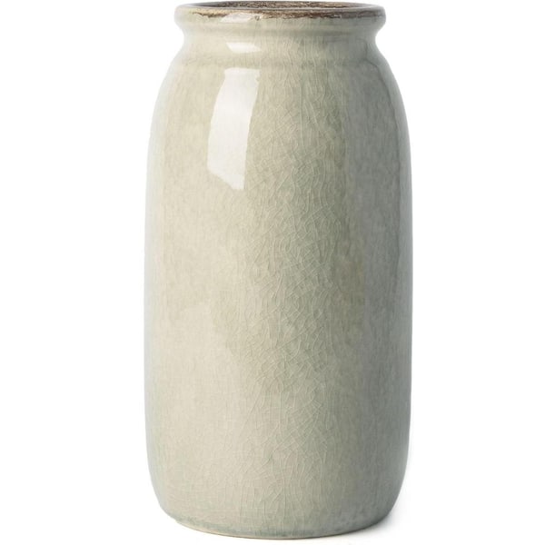 Unbranded The Ceramic Vases for Flowers，9.8 Inch Vintage Green Flower vase，Farmhouse Decorative Vases for Pampas Grass.