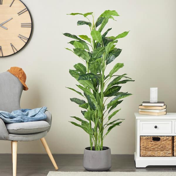 Litton Lane 61 in. H Artificial Ficus Tree with Black Plastic Pot