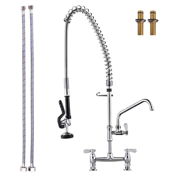 ARCORA 36 in. Triple Handles Pull Down Sprayer Kitchen Faucet with Pre-Rinse Sprayer in Chrome