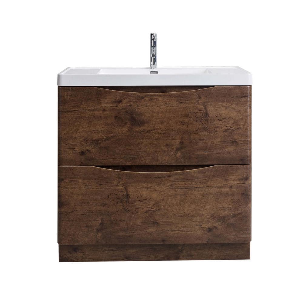 Lugano 36" Rosewood Modern Bathroom Vanity with White Acrylic Top