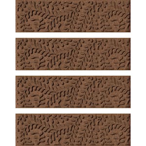 Waterhog Boxwood 8.5 in. x 30 in. PET Polyester Indoor Outdoor Stair Tread Cover (Set of 4) Dark Brown