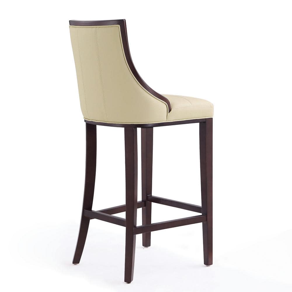 Cream Upholstered Wood Barstool with Channeling