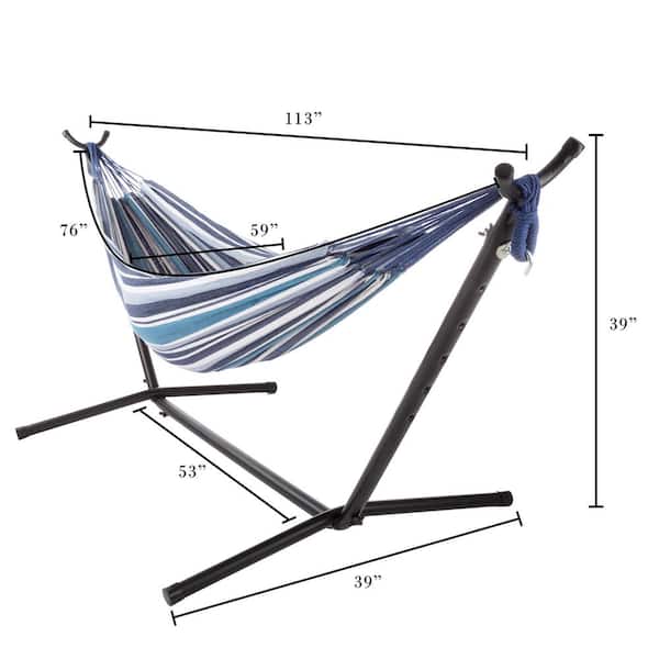 2 Person Garden Hammock with Steel Stand Outdoor Double Swing with Carry Case UK 