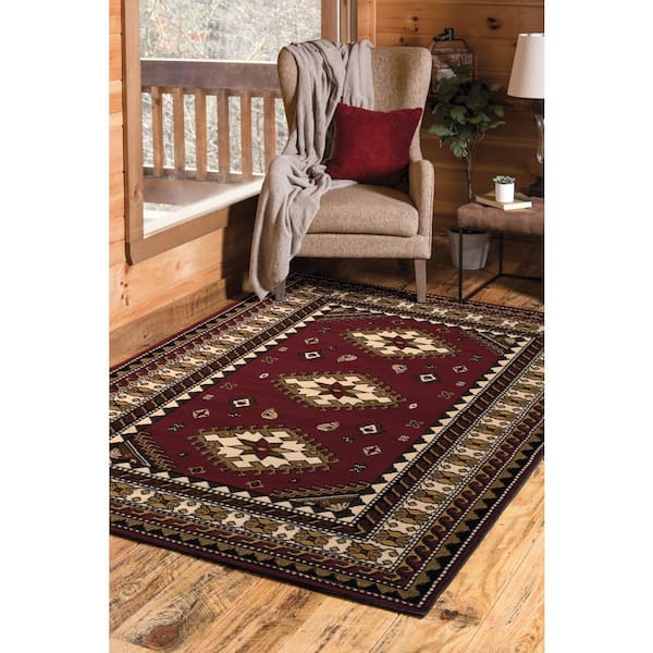 Tres Burgundy 2 ft. 3 in. x 7 ft. 2 in. Indoor Area Rug