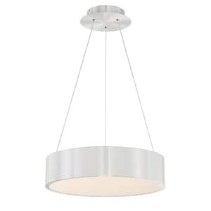 Corso 18 in. 190-Watt Equivalent Integrated LED Brushed Aluminum Pendant with PC Shade