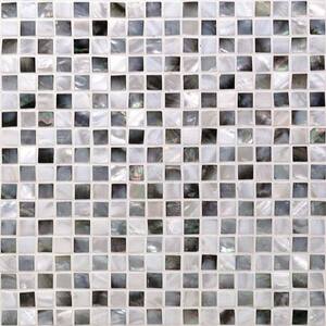 Coule Black and White Checkerboard 12 in. x 12 in. Pearl Shell Mosaic Tile