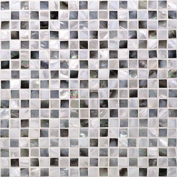 Ivy Hill Tile Coule Black and White Checkerboard 12 in. x 12 in. Pearl Shell Mosaic Tile