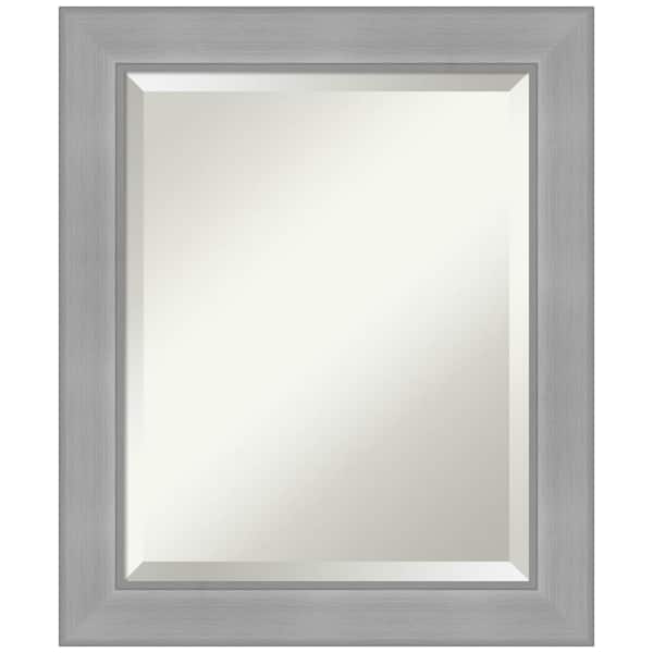 Amanti Art Medium Rectangle Vista Brushed Nickel Beveled Glass Modern Mirror (24.5 in. H x 20.5 in. W)