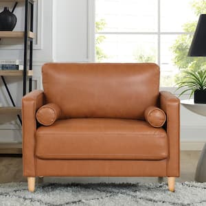 Lillith Caramel Faux Leather Arm Chair (Set of 1)