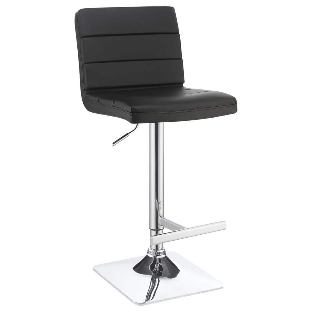 Contemporary Black Leatherette Swivel Adjustable Bar Stool