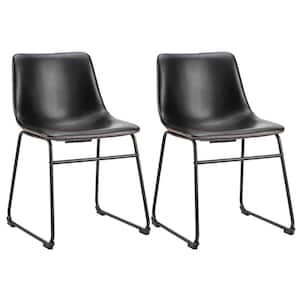 18 in. BLack Low Back Metal Frame Counter Height Bar Stool with Faux Leather Seat (Set of 2)