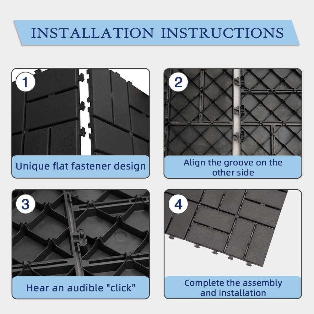 Dark Gray 12"x12" Interlocking Waterproof Deck Tiles, 27 Pack