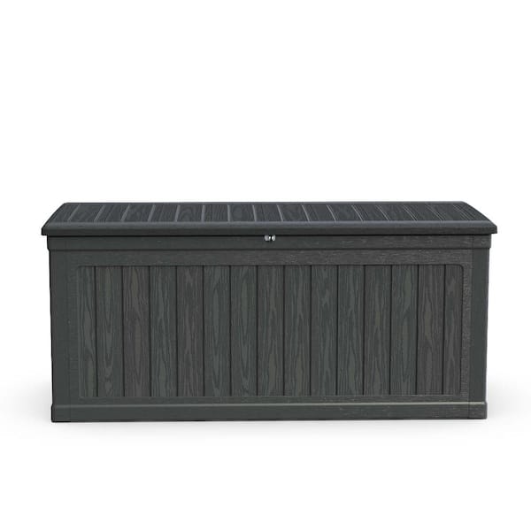 260 Gal. Black Plastic Large Outdoor Lockable Deck Box