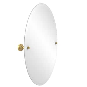 Waverly Place Collection 21 in. x 29 in. Frameless Oval Single Tilt Mirror with Beveled Edge in Polished Brass