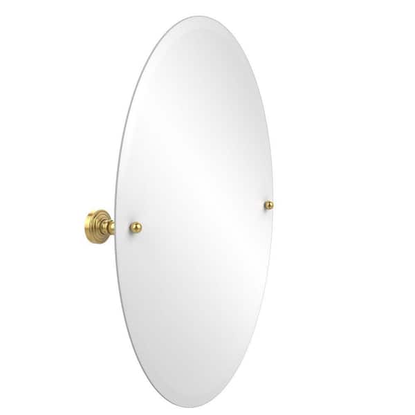 Allied Brass Waverly Place Collection 21 in. x 29 in. Frameless Oval Single Tilt Mirror with Beveled Edge in Polished Brass