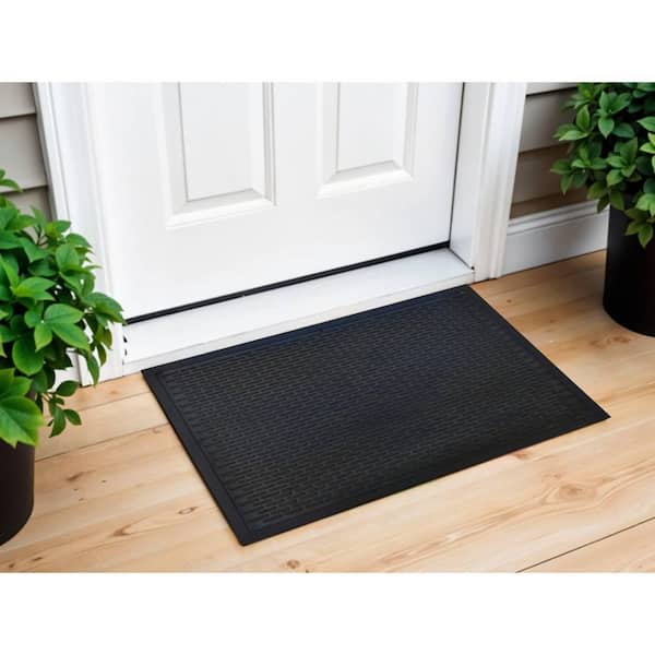HomeRoots Black 34 in. x 22 in. Rubber Outdoor Door Mat 2000632539