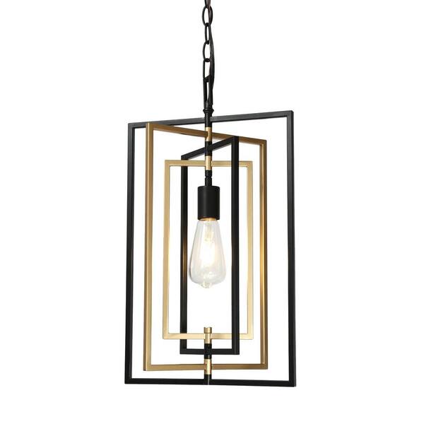 Uolfin 1Light Black and Brass Pendant Light with Rotatable Rectangle