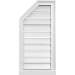 16 in. x 32 in. Octagonal Surface Mount PVC Gable Vent: Functional with Brickmould Sill Frame