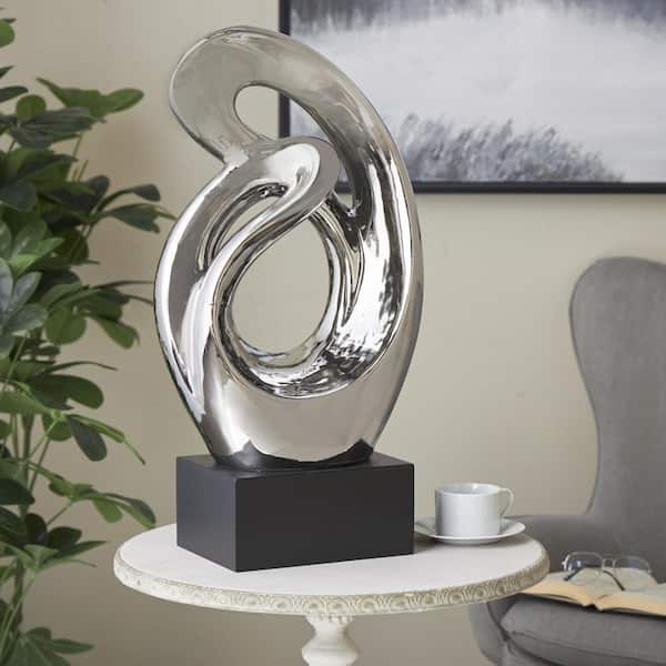 Litton Lane Silver Ceramic Abstract Sculpture 89088 - The Litton Lane Silver Ceramic Abstract Sculpture 89088 - The