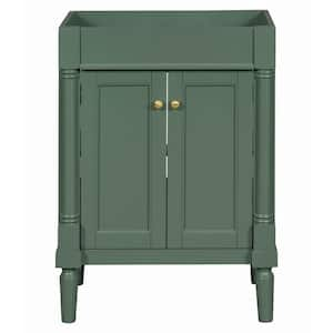 24 in. W x 18 in. D x 34 in. H Bath Vanity Cabinet without Top in Green with 2-Tier Storage Cabinet