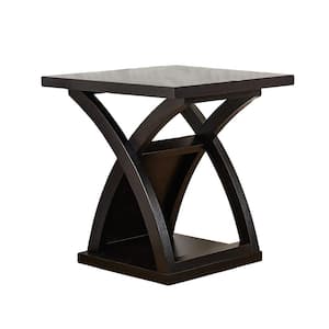 Espresso Wooden End Table with x-Cross Support